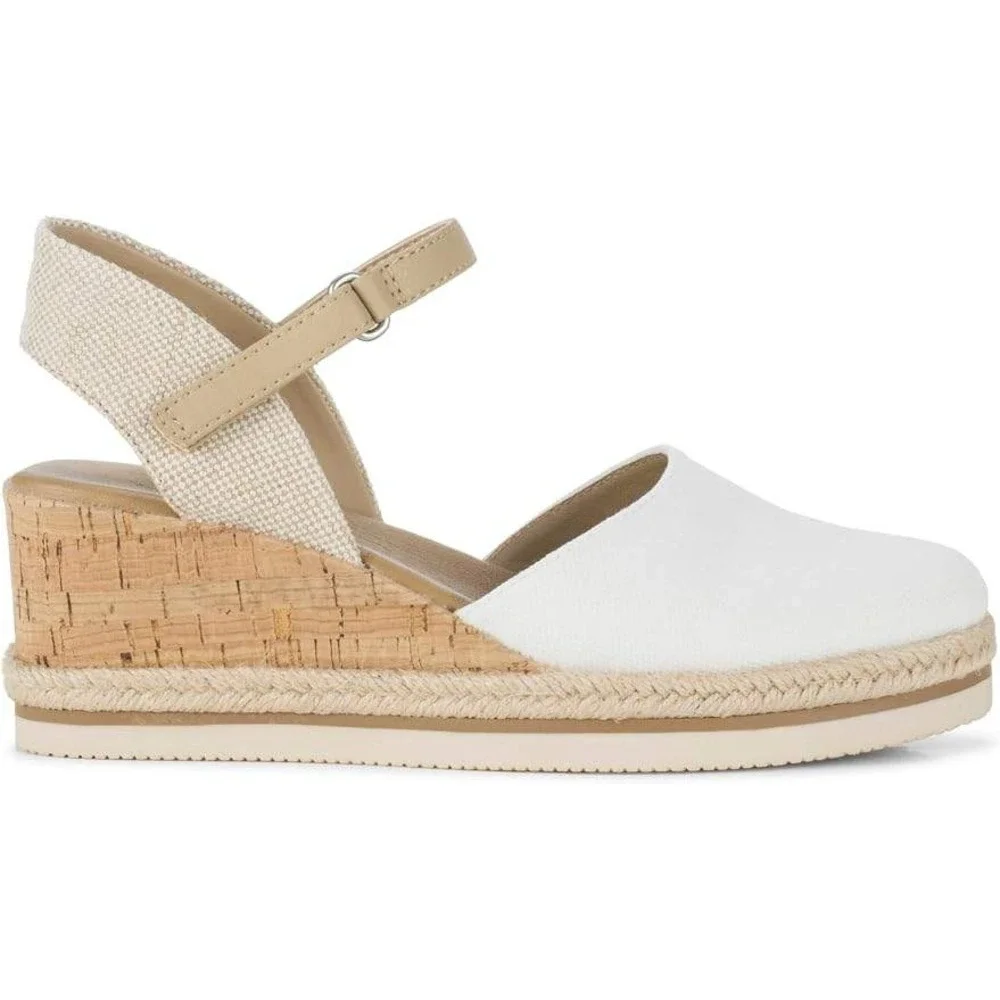 Baretraps Alycia Women White Wedge Sandals Espadrille Ankle Strap Size 7.5M